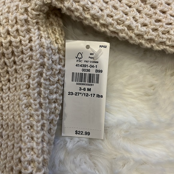 Old Navy Baby | Cream Knit Cardigan | 3-6 M - Picture 7 of 7